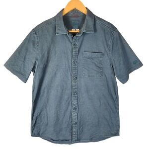 Topo Designs Men's Dirt Desert Shirt Size Large Blue Organic Cotton Short Sleeve